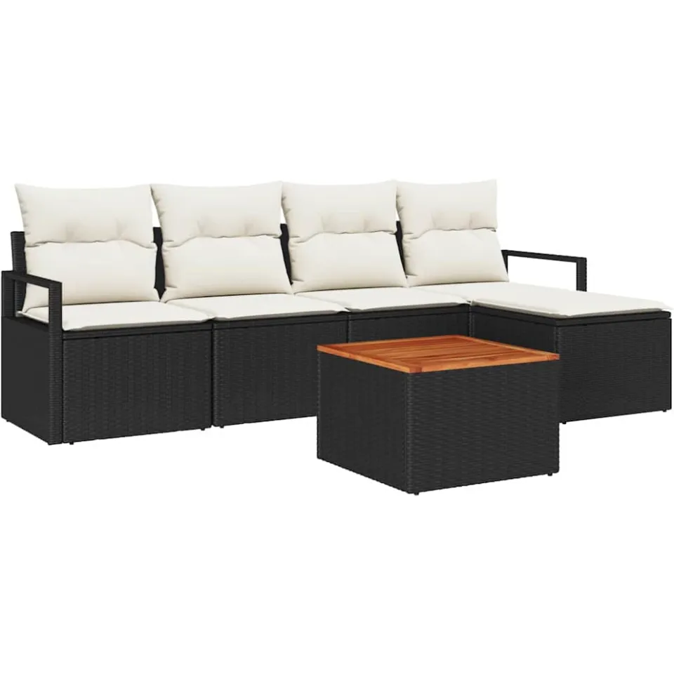 vidaXL Tuinbankenset 6 st Zwart poly rattan