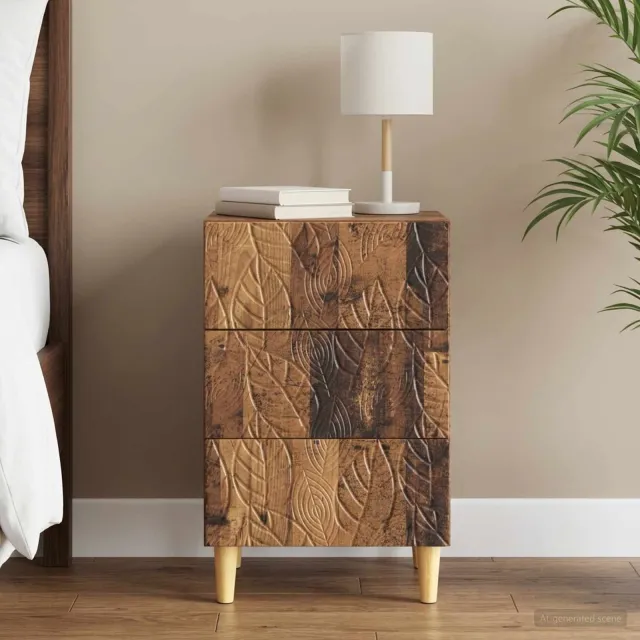 vidaXL Nachtkastje Oud hout 43 x 41 x 66,5 cm Bewerkt hout bruin, foto 2