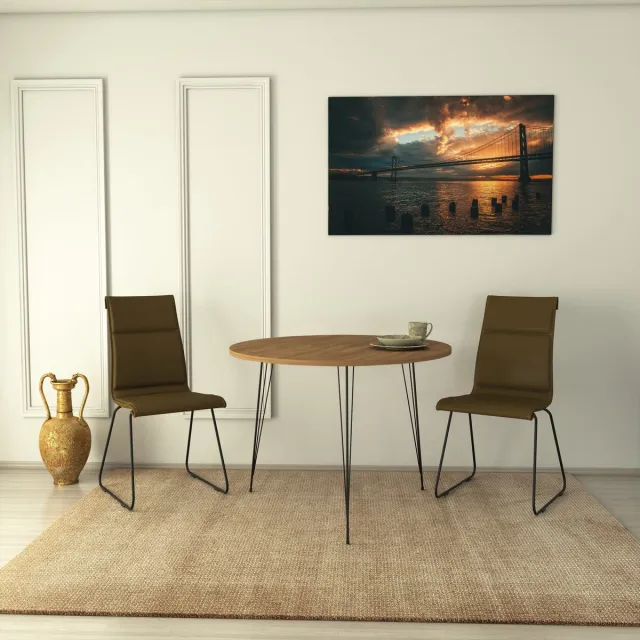 Skye Decor , Tafel, Sandalf - Caucasian Oak, Gemelamineerde spaanplaat, Kaukasisch eiken, 90 x 90 x 75 cm
