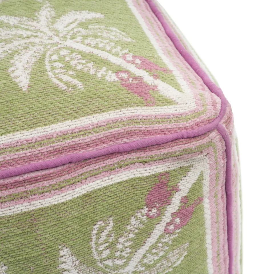 NOUS Living poef Cocco groen/roze, foto 3