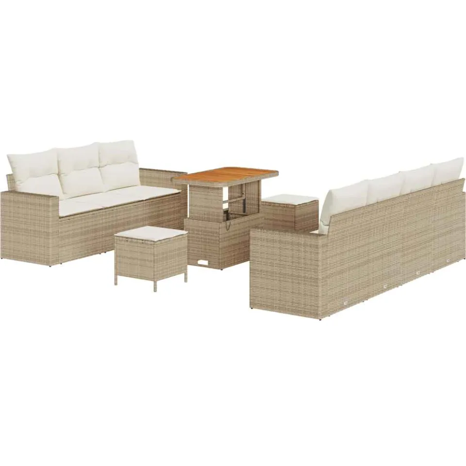 vidaXL Tuin Sofa Set 10 st Beige poly rattan