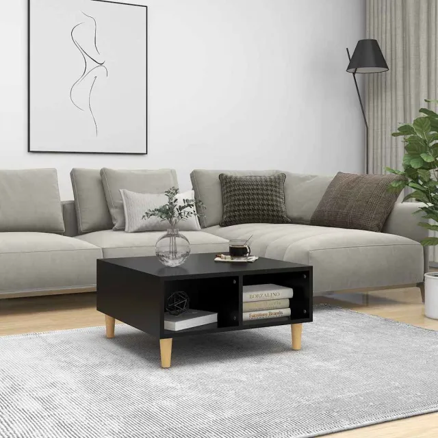vidaXL Salontafel 60x60x30 cm bewerkt hout zwart, foto 2