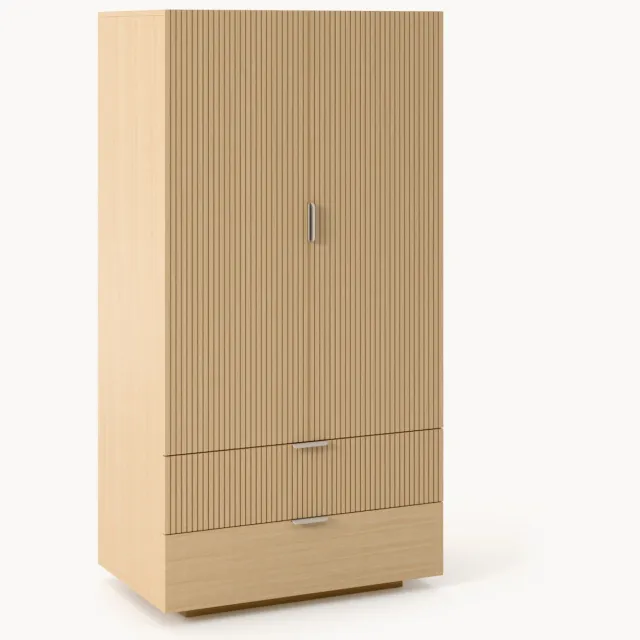Westwing Collection Houten compacte kledingkast Sato Beige
