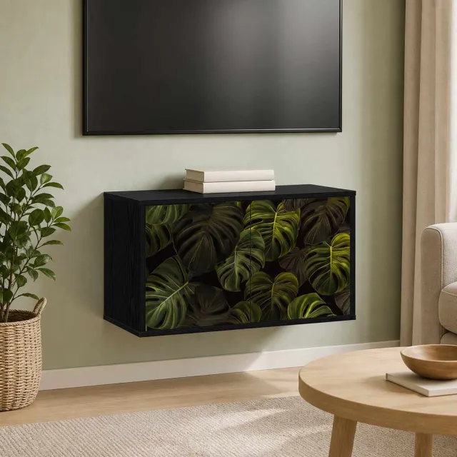 vidaXL Wandgemonteerd tv-meubel ELBURG 69 x 33 x 40 cm Zwart eiken
