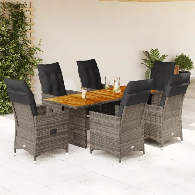 vidaXL 7-delige Tuinset met kussens poly rattan grijs, foto 2