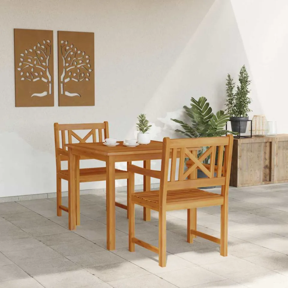vidaXL Tuin eettafelset 3 st Bruin Massief acaciahout, foto 4