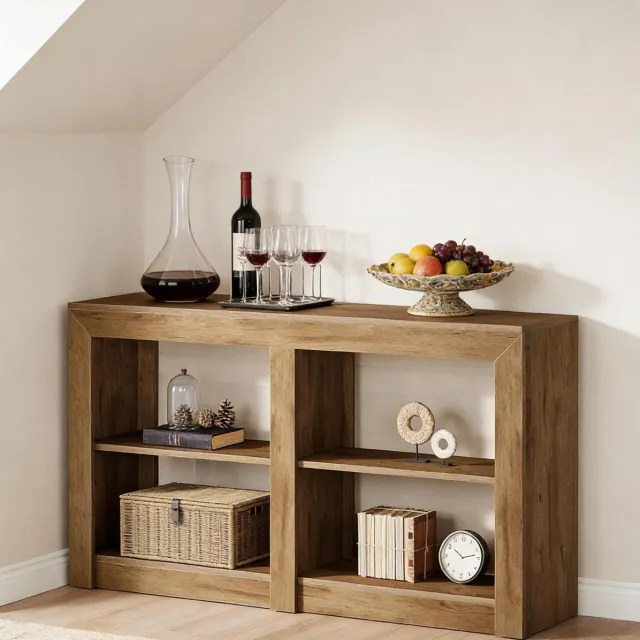 REDOM Sidetable - Open opbergruimte - Rechthoekige structuur - Moderne stijl - Hal/Woonkamer - MDF - Bruin - 150 x 35 x 85 cm