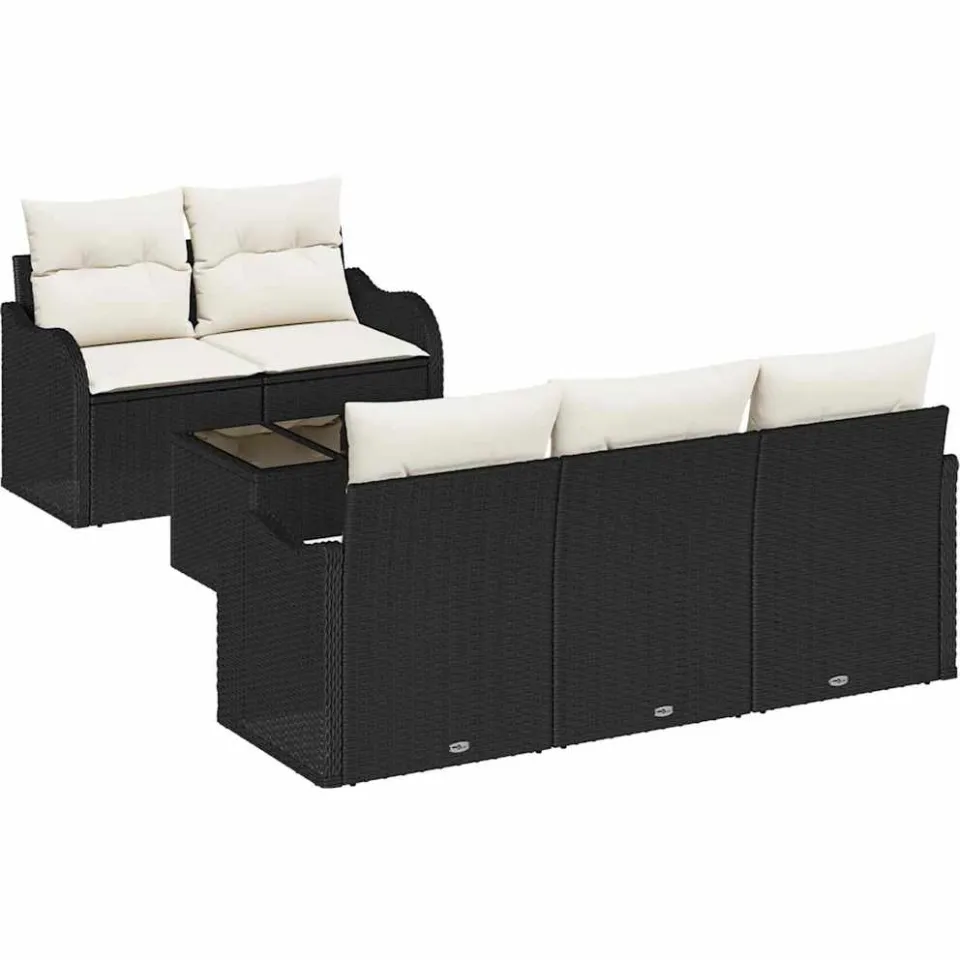 vidaXL Tuin Sofa Set Zwart poly rattan