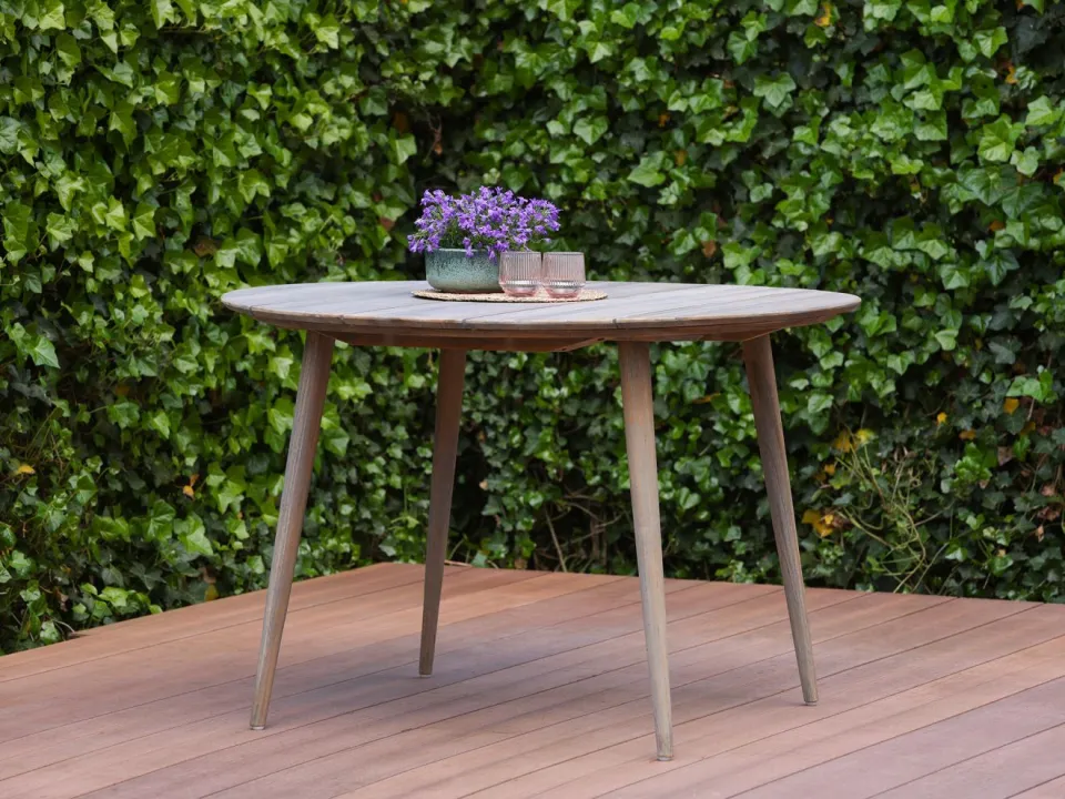 Manifesto Furniture Manifesto Cavone/ROUGH-K ø 115cm dining tuinset 5-delig stapelbaar bruin, foto 5