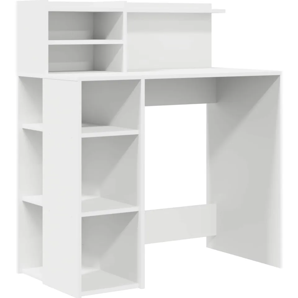 vidaXL Bureau Wit 90 x 48 x 101,5 cm Bewerkt hout, foto 3