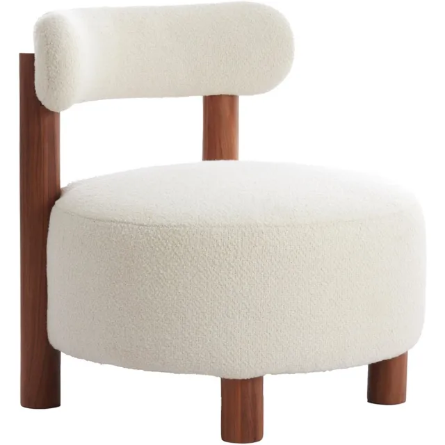 Light & Living Fauteuil Ferentino - Acaciahout en Bouclé - Crème Bruin