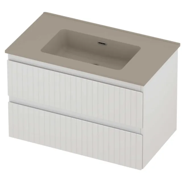Proline Tribute Badmeubelset Porselein Elegant Gefreesd 80x46x54 cm Mat Crème Cotton Glans Wit