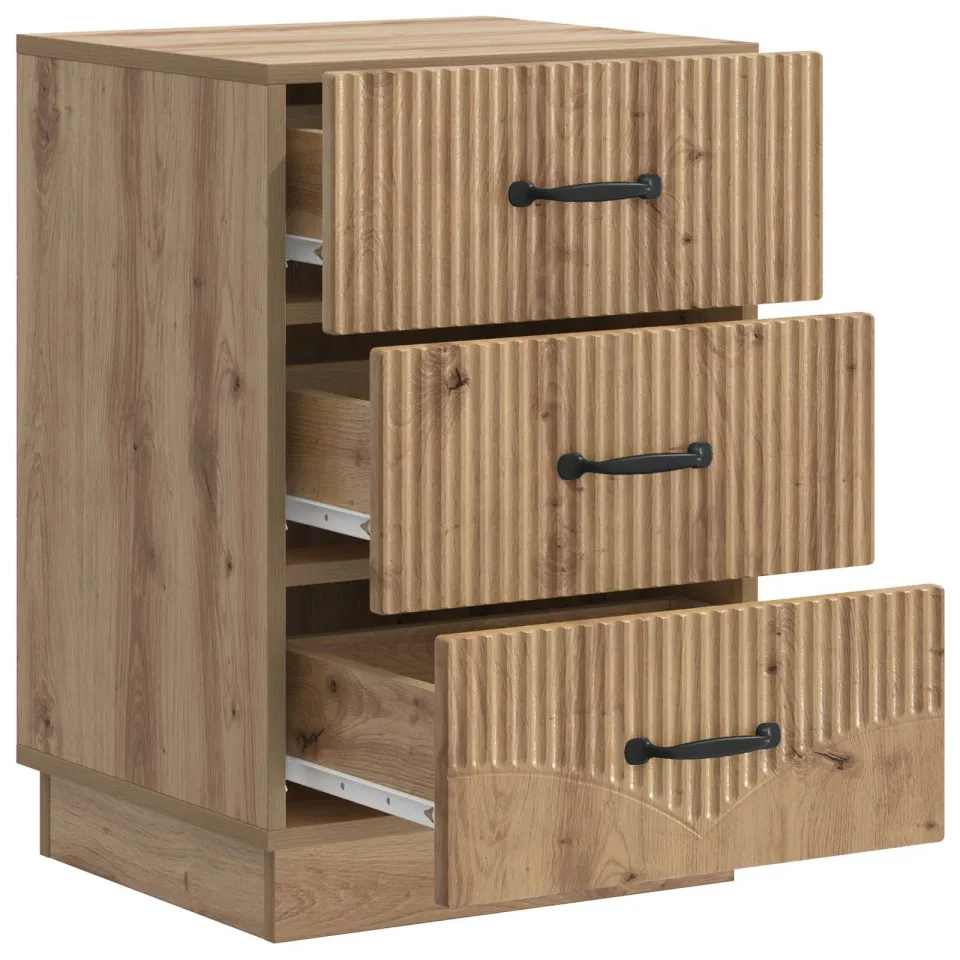 vidaXL Nachtkastje Artisanaal eiken 43 x 41 x 63,5 cm Bewerkt hout, foto 3