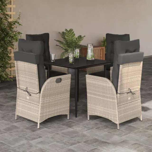 vidaXL 5-delige Tuinset met kussens poly rattan lichtgrijs grijs, foto 2