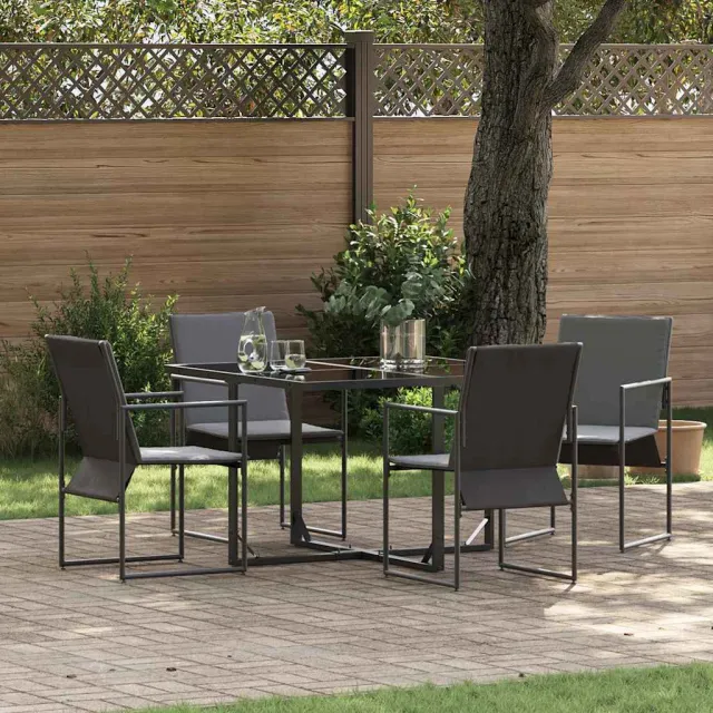 vidaXL Tuin eettafelset 5 st Zwart Staal, foto 2