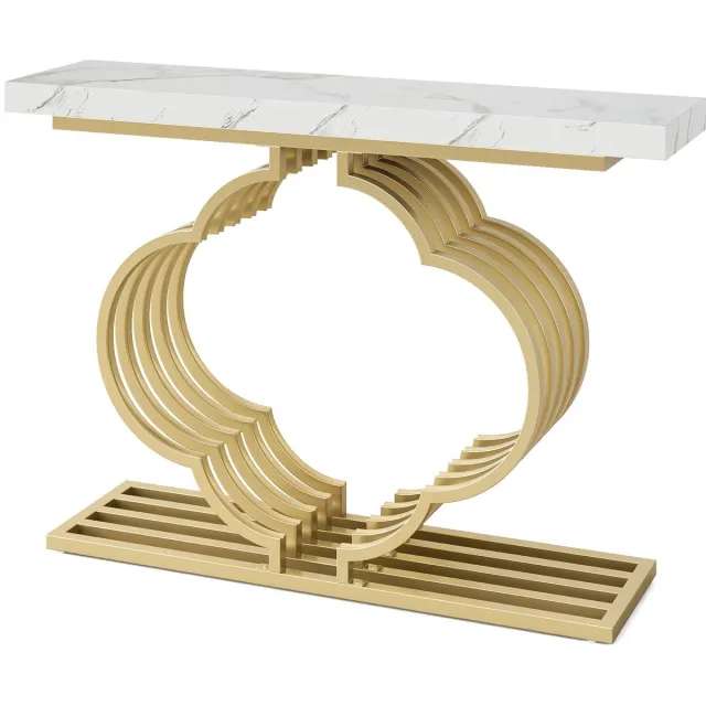 Happiq Console tafel Cloudy - Goud - Wandtafel - Sidetafel - Dressoir - Hout- Haltafel - Woonkamer of hal - 100cm