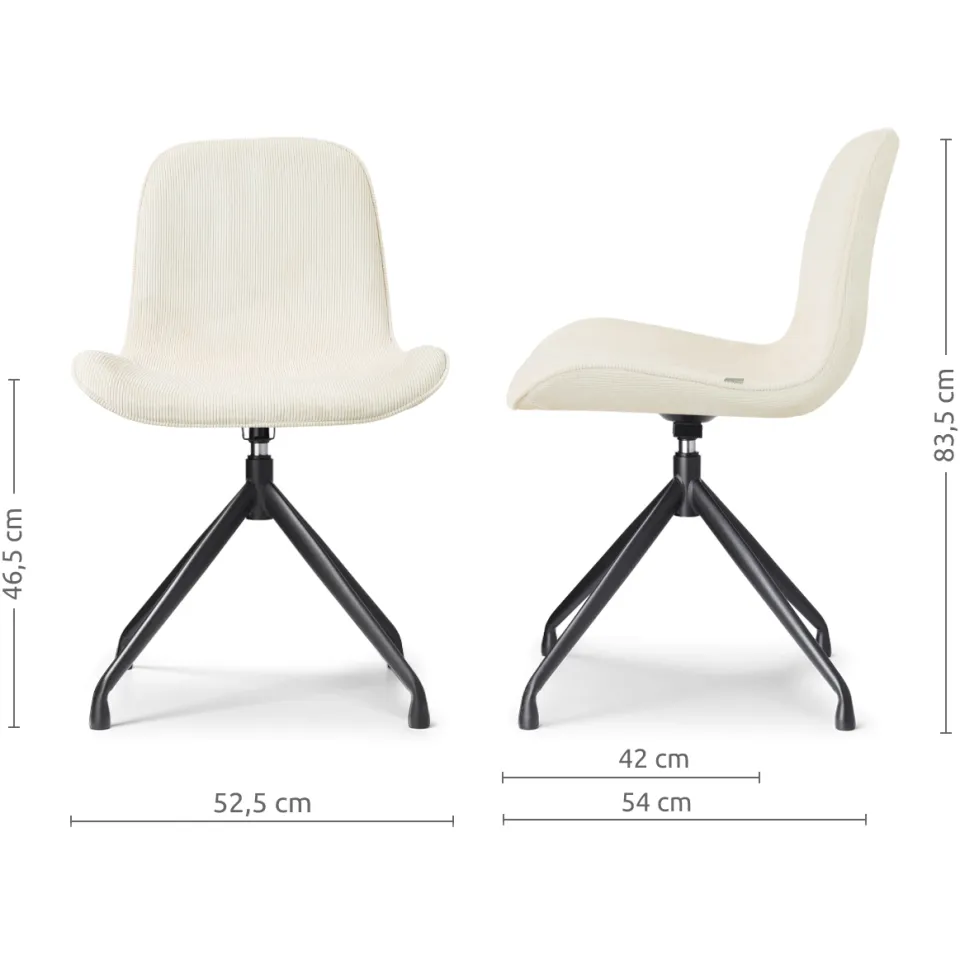 Nolon Nola-Fé draaibare eetkamerstoel rib beige - zwart onderstel, foto 3