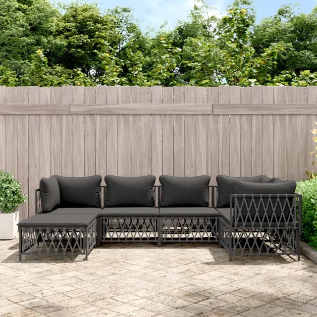 vidaXL 6-delige Loungeset met kussens staal antracietkleurig, foto 2