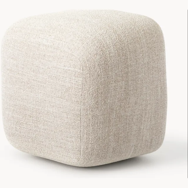 Westwing Collection Hoge bouclé poef Wolke beige