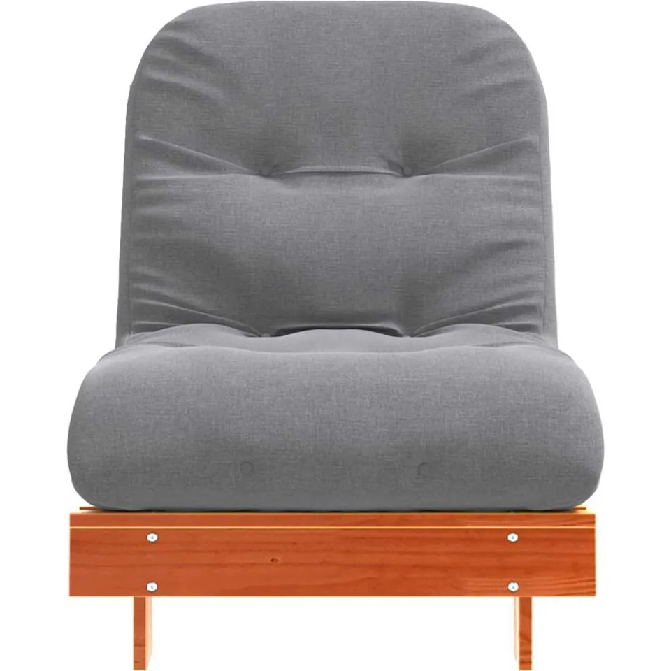 vidaXL Futon slaapbank met matras 70x206x11 cm grenenhout wasbruin