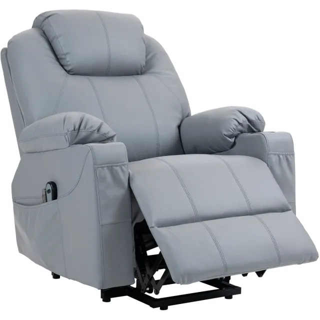 GranMaison Massagestoel - Relaxfauteuil - Zetel - Sta op stoel elektrisch - Stof - 1 persoons - Met armleuning - Zeer comfortabel - Elektrisch - Grijs