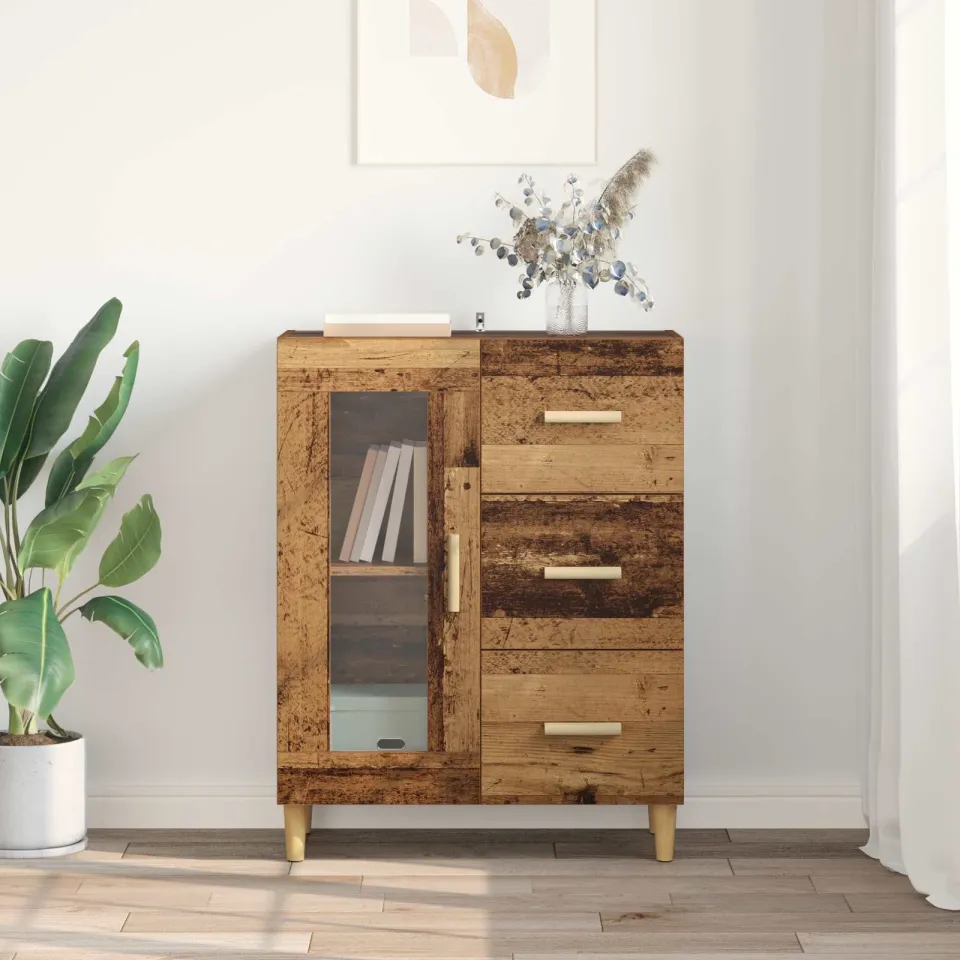 vidaXL Dressoir Oud Hout 69,5 x 34 x 90 cm Bewerkt hout bruin, foto 4