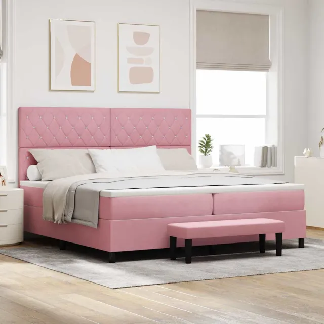 vidaXL Boxspring bed met matras Roze 200 x 200 cm Fluweel