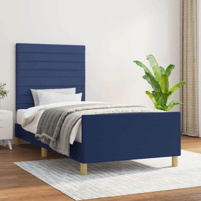 vidaXL Bedframe zonder matras 90x190 cm stof blauw