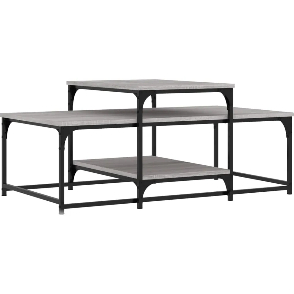 vidaXL Salontafel 102x60x45 cm bewerkt hout grijs sonoma eikenkleurig, foto 3