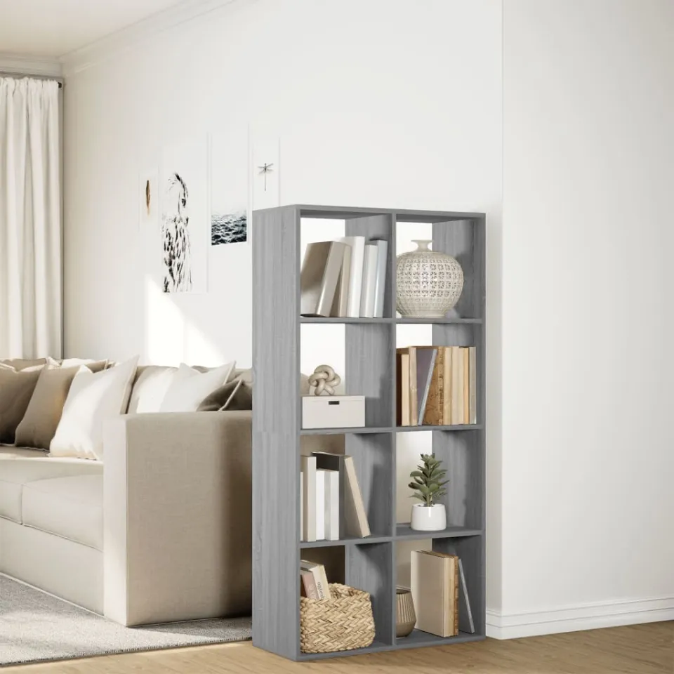vidaXL Kamerscherm / boekenkast 69,5x29x137,5 cm hout grijs sonoma eik, foto 4