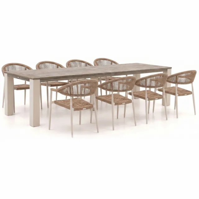 Manifesto Furniture Manifesto Belpasso/ROUGH-X 320cm dining tuinset 9-delig stapelbaar Bruin