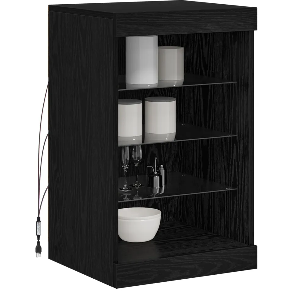 vidaXL LED Sideboard Zwart Eiken 41 x 37 x 67 cm Bewerkt hout