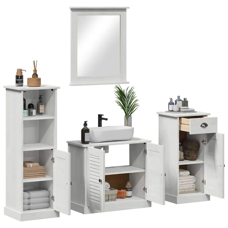 vidaXL Badkamermeubelset 4 st Antiek wit Massief grenenhout, foto 3
