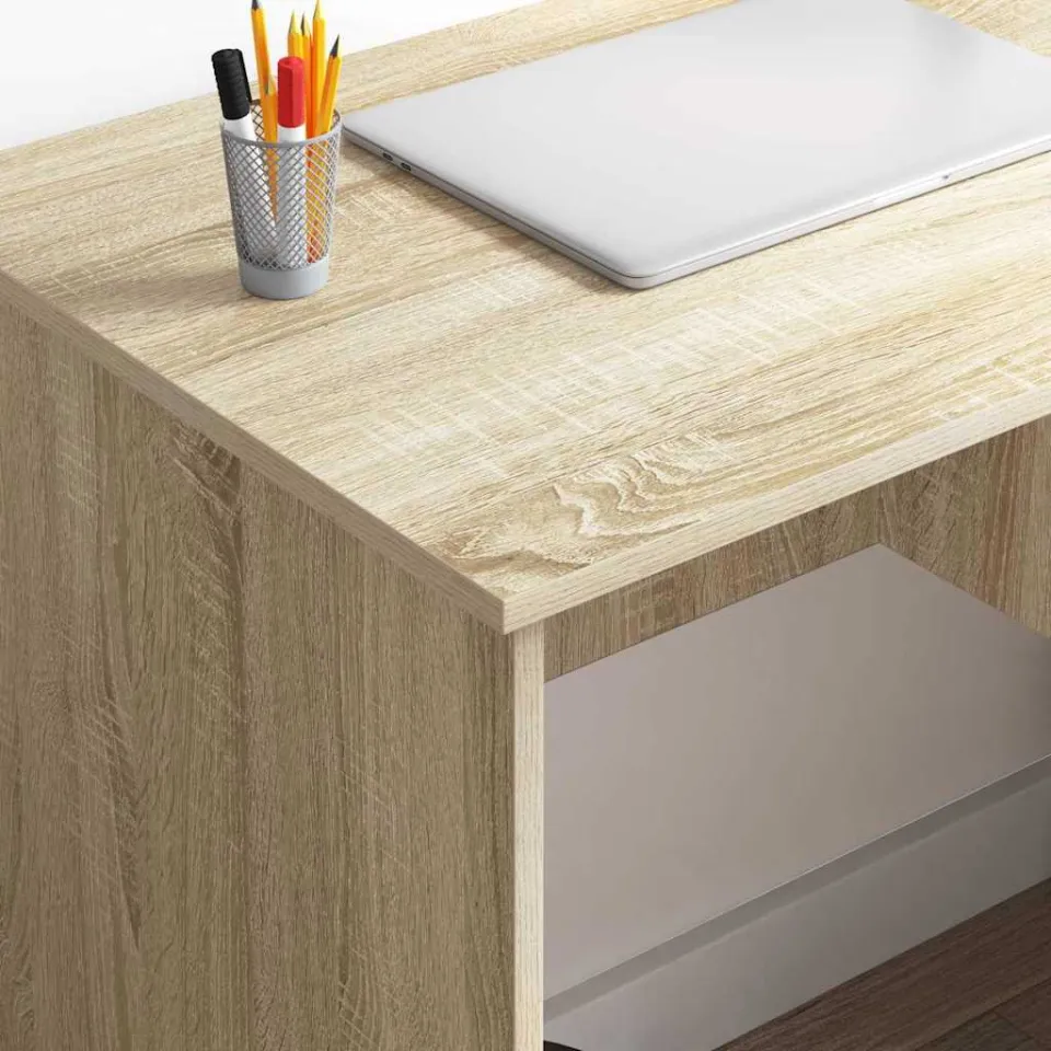 vidaXL Bureau Sonoma Eiken 90 x 49 x 75 cm Bewerkt hout, foto 4