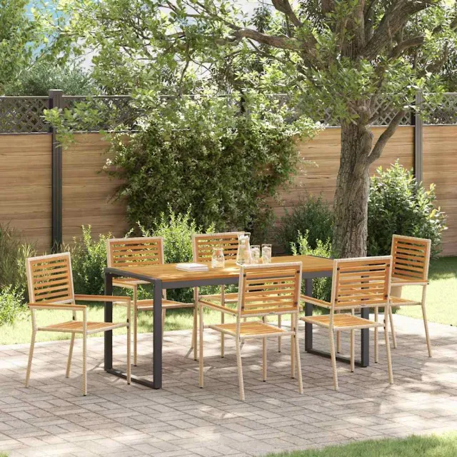 vidaXL Tuin eettafelset 7 st Beige en Bruin poly rattan