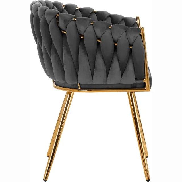 Mega Beauty Shop Stoel LUX Donker grijs Fluweel - salonstoel - decor - visagie stoel - kapper stoel - fluweel - gouden stoel grijs/goud