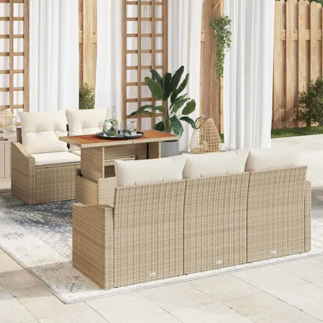 vidaXL Tuin Sofa Set 6 st Beige Poly riet, foto 2