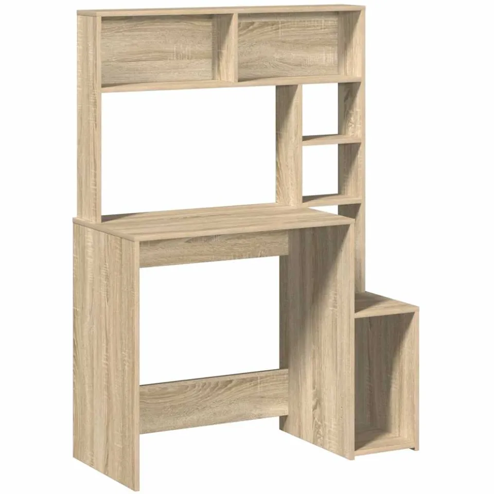 vidaXL Bureau met schappen 100x45x140 bewerkt hout sonoma eikenkleur, foto 3