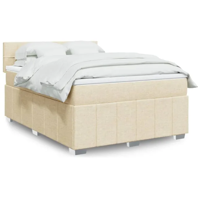 vidaXL Boxspring met matras stof crèmekleurig 140x200 cm