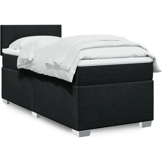 vidaXL Boxspring met matras stof zwart 100x200 cm