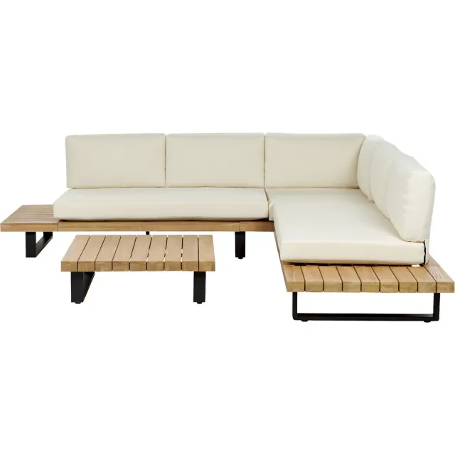 Beliani MYKONOS - Loungeset voor 5 - Gebroken wit - Acaciahout