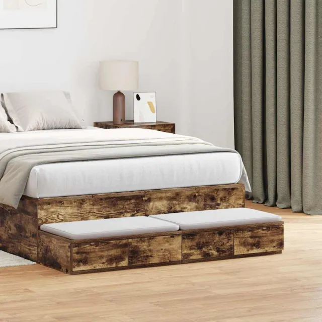 vidaXL Bedlades Gerookt eiken 120 x 36,5 x 16,5 cm Bewerkt hout, foto 2