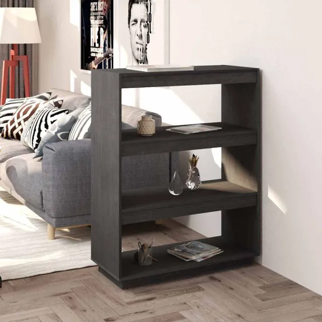 vidaXL Boekenkast/kamerscherm 80x35x103 cm massief grenenhout grijs, foto 2