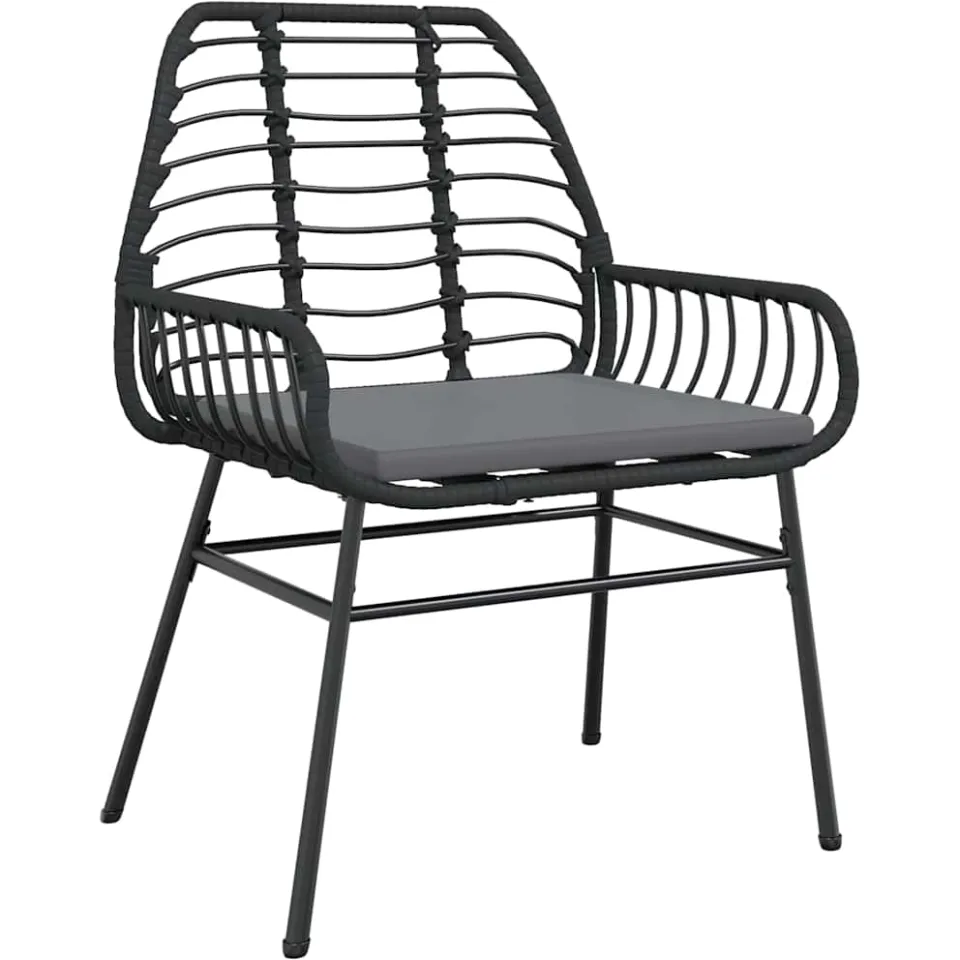 vidaXL 7-delige Tuinset met kussens poly rattan glas zwart, foto 3