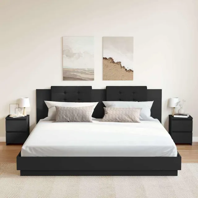 vidaXL Nachtkastjes 2 st 30x30x40 cm bewerkt hout zwart