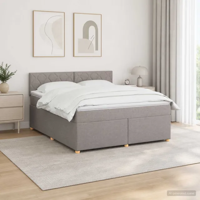 vidaXL Boxspringbed met matras met hoofdeinde Taupe 160 x 200 cm Stof