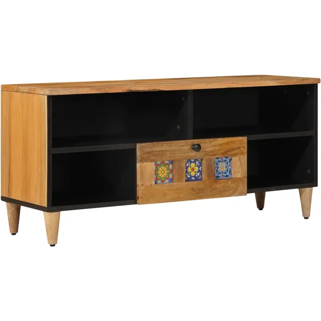 vidaXL TV-kast met lade Naturel 100 x 33 x 46 cm Massief Mango Hout