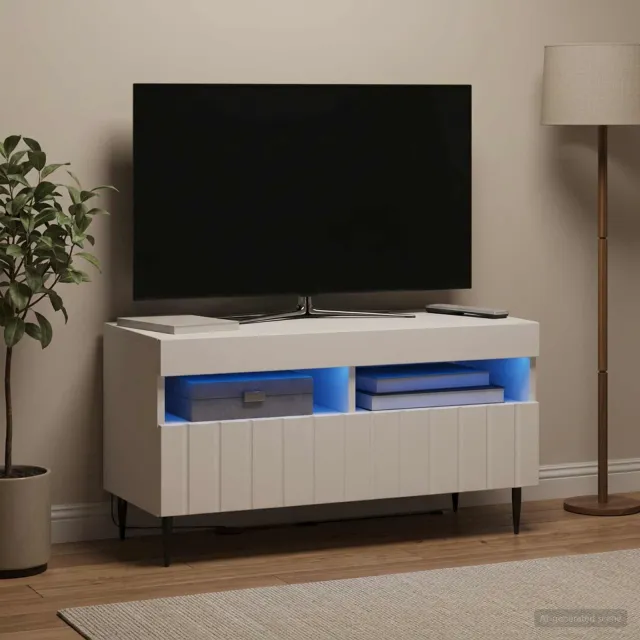 vidaXL LED tv-meubel ZWOLLE 81 x 35 x 43 cm Wit Bewerkt hout, foto 2