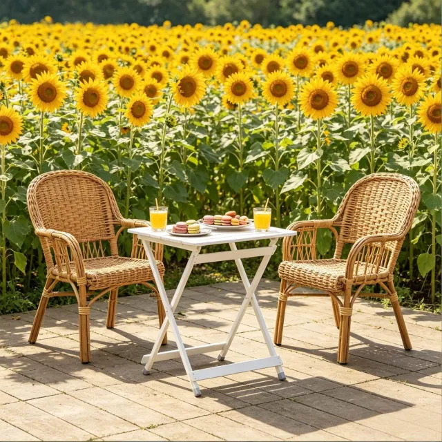 DESMIU Picknicktafel - Opvouwbaar Lichtgewicht Ontwerp Met Antislip Voeten - Voor Tuin Camping En Strand - Aluminium - Wit - 50,5 X 46,5 X 60 Cm