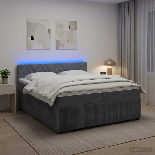 vidaXL Boxspringbed met matras Donkergrijs 200 x 200 cm Fluweel